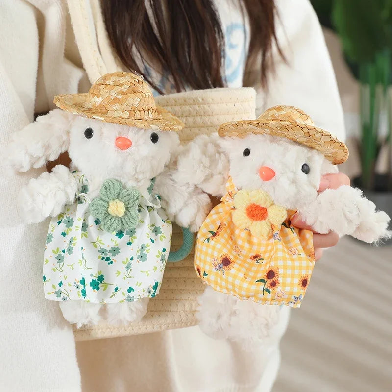 Cute White Bunny With Dress Plush Keychains 20cm - 9 Styles