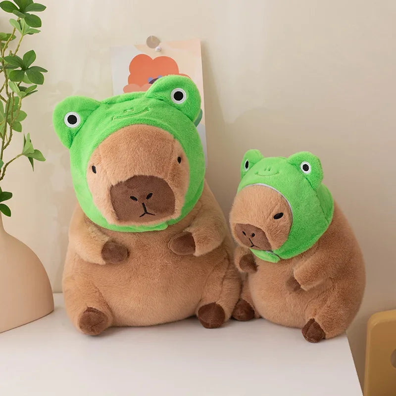 Cute Capybara With Animal/Fruit Hat Plush Toys 30/40cm - 2 Styles