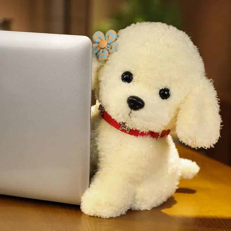 Cute Teddy Bear Dog With/Without Hair Clip Plush Toys 22/28cm (Brown/White/Khaki ) - 6 Styles