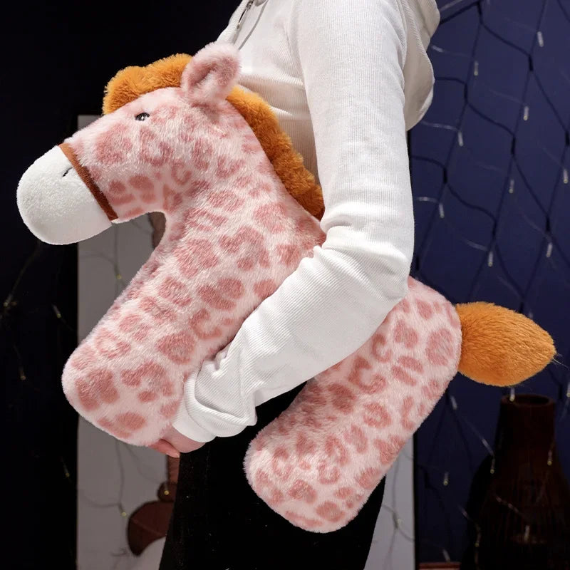 Cute Spotted Horse Plush Pillows 43x33cm - Grey/Brown/Pink