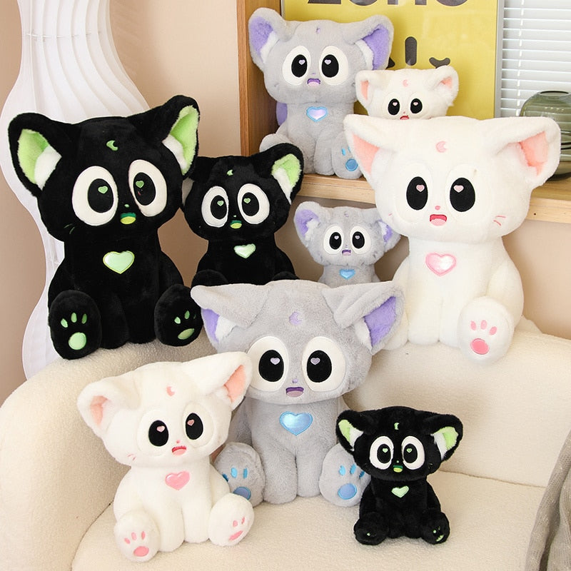 Cute Cat Plush Toys 21cm/30cm/40cm - Black/White/Grey