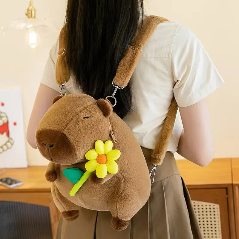 Cute Capybara With Flower/Fruit/Doll Plush Backpacks 35cm - 7 Styles