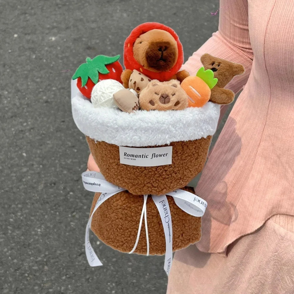 Cute Capybara With Flower Plush Bouquet - 7 Styles