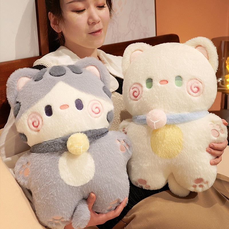 Cute Cat Plush Toys 40cm - White/Grey/Khaki