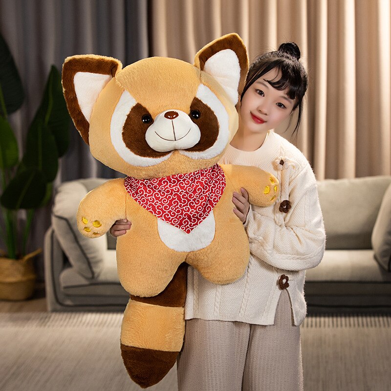 Cute Raccoon(Brown/Grey) with Red/Green Scarf Plush Toys 35-90cm