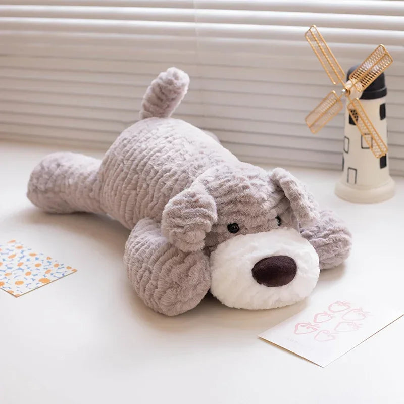Cute Lying Dog Plush Toys 30/50cm - Black/Brown/Grey
