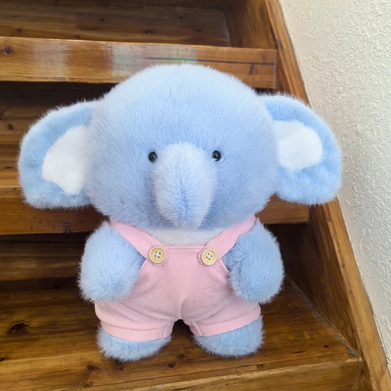 Cute Elephant with Overall Cloth Plush Toys 38cm - (Pink/Blue/White)