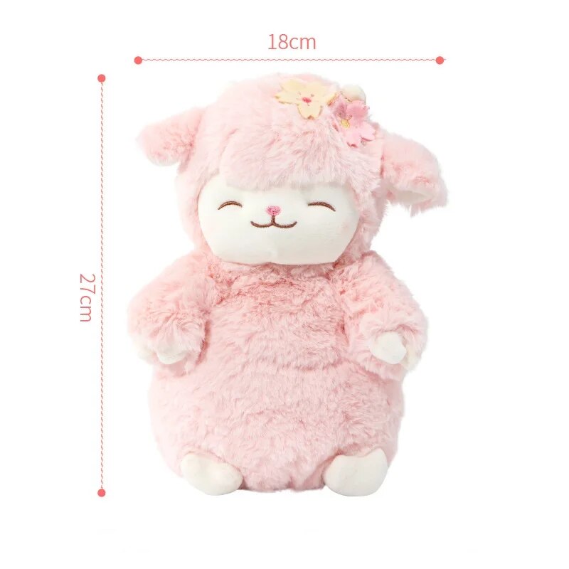 Smiling Sheep/Lamb With Fruit Dress Up/With Flower/With Moon Plush Toys- White/Pink