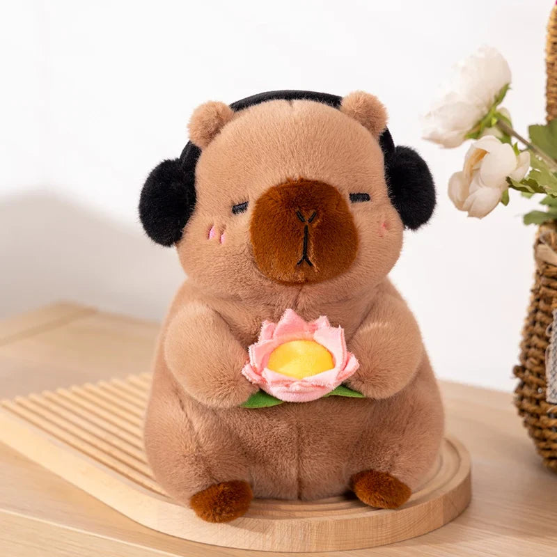 Capybara(White/Brown) With Headset and Lotus / Black-and-white Colobus Monkey Plush Toys 25/38cm - 4 Styles