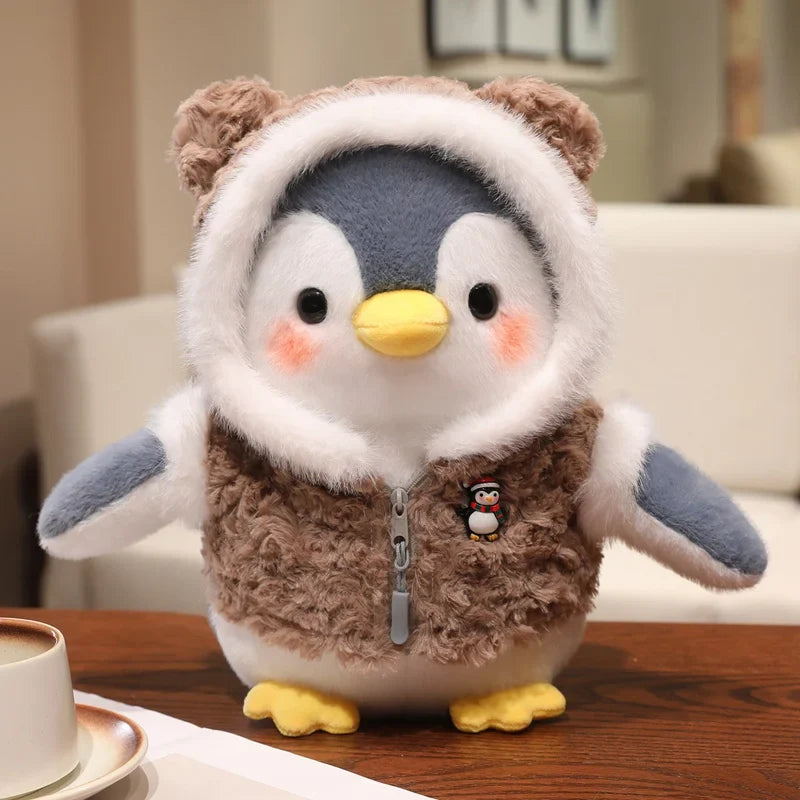 Cute Penguin With Cloth/Scarf Plush Toys 22/30cm - Grey/Pink/Blue/Purple