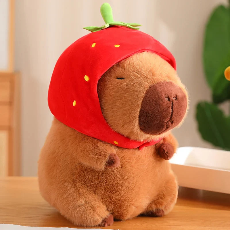 Cute Capybara With Strawberry Hat Plush Toys 22/33cm or  Plush Keychains 12cm