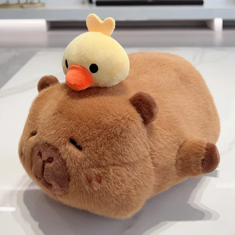 Cute Lying Capybara with Octopus/Wale/Duck on Head Plush Toys 32/42cm