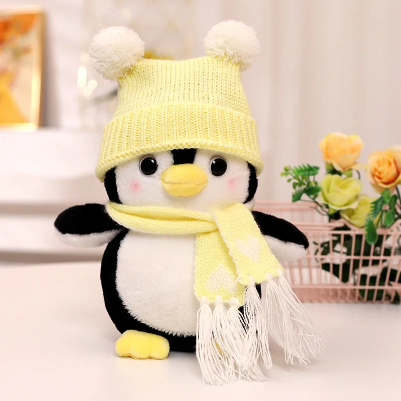 Cute Penguin With Hat And Scarf Plush Toys 25/35cm - Red/Blue/Yellow