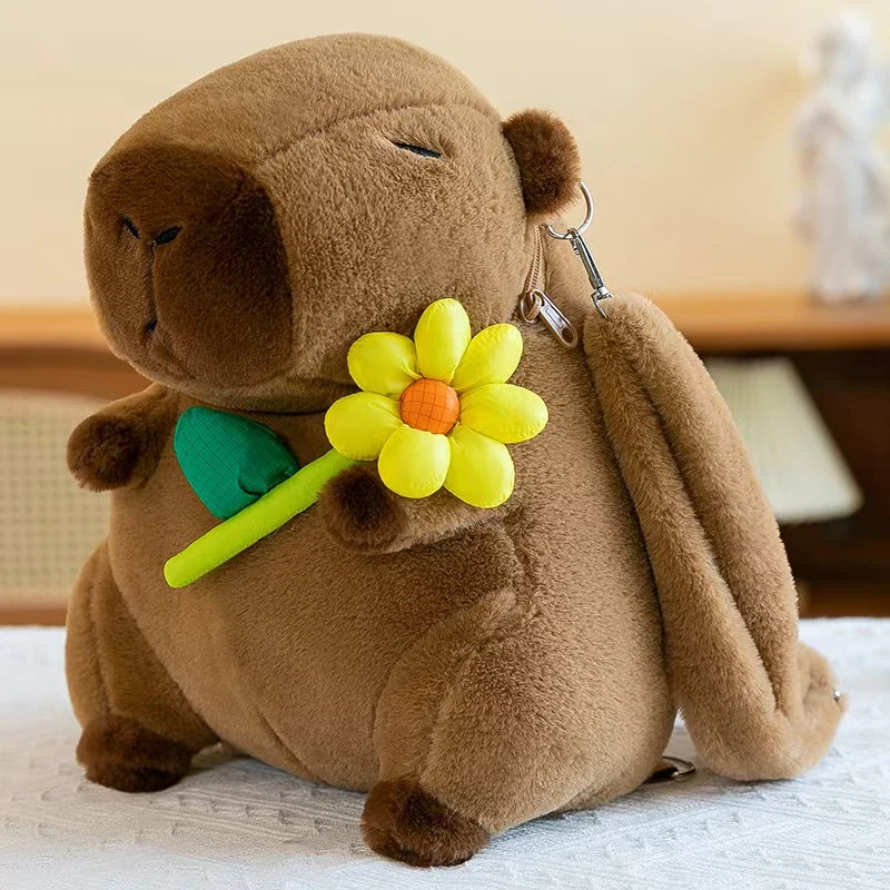 Cute Capybara With Flower/Fruit/Doll Plush Backpacks 35cm - 7 Styles