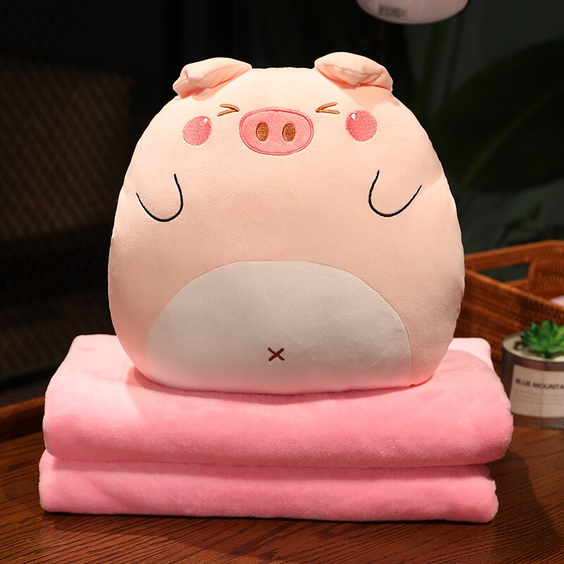 Animal (Dinosaur/Duck/Rabbit/Dogs/Chick/Cat/Pig) Squishy Hand Warmer Plush Toys with Blanket